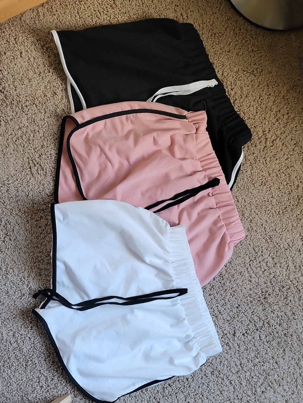 3-Pack Casual Running Shorts in White, Pink & Black